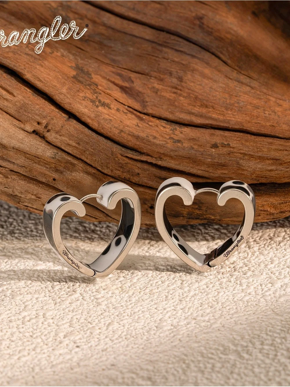 Wrangler Cow Print Open Heart Shape Earrings